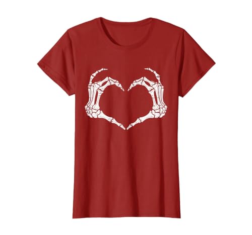 Halloween Tees for Women Men Kids Skeleton Hands Heart Halloween Rock Costume Men Women Kids T-Shirt - size chart