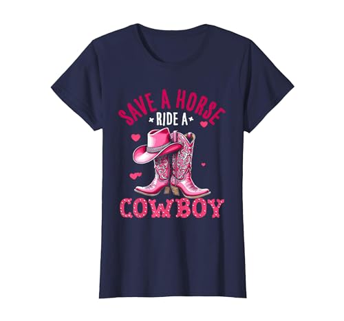 Save A Horse Ride A Cowboy Western Country Life Cowgirl T-Shirt - size chart