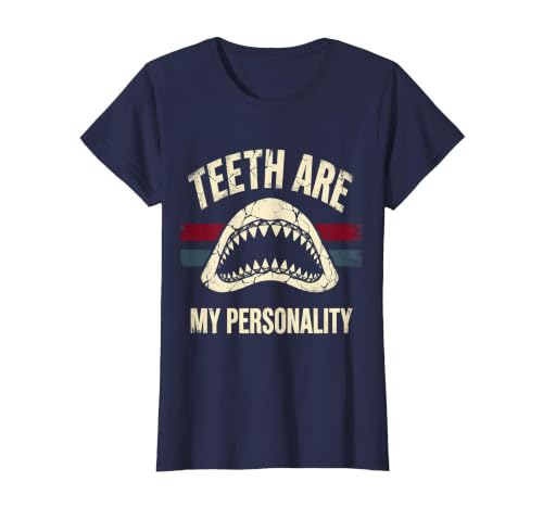 Mademark Teeth Are My Personality Shark Design T-Shirt - size chart