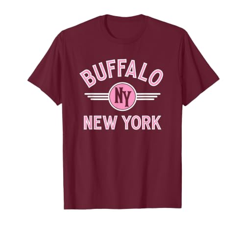 133 Apparel Buffalo NY Buffalo New York Circle NY Pink Print T-Shirt - size chart