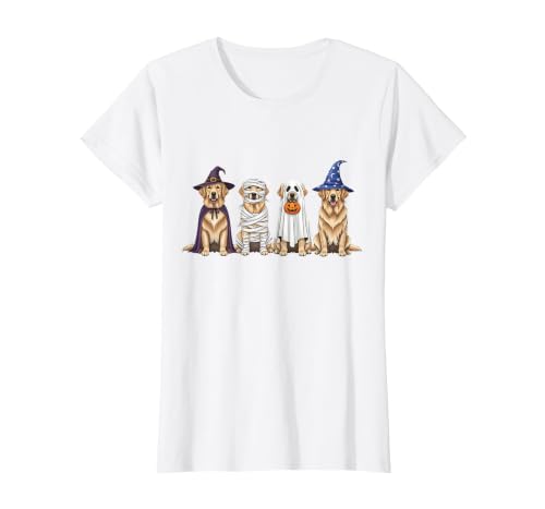 Spooky Golden Retriever Dogs Mummy Halloween Tee Golden Retriever Dog Witch Mummy Ghost Boo Costume Halloween T-Shirt - size