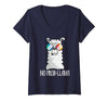 Llama Life Apparel Women's No Prob-Llama No Problem Cute Funny Cool Llama Alpaca V-Neck T-Shirt - size chart