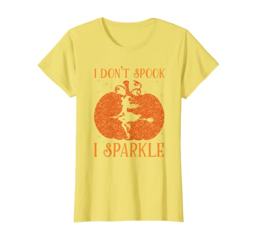 PDUS32 I Don't Spook I Sparkle Funny Halloween I Don't Spook I Sparkle Funny Halloween Girl Witch Pumpkin T-Shirt - size