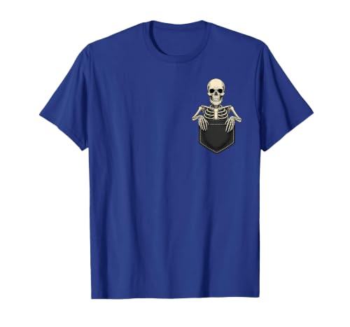 Funny Pocket Skeleton Halloween T Shirt For Men Funny Skeleton in The Pocket Halloween Kids Teens Adults T-Shirt - size chart