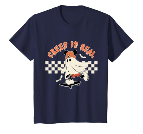 Halloween Creep it Real Vintage Ghost CKTEE2 Vintage Halloween Creep It Real Mouse Ghost Boy Fall Season T-Shirt - size chart