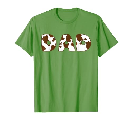 Cow Print For Family Matching Outfits DAD Cow Brown White Animal Print, Cow Pattern Farmer DAD T-Shirt - size chart