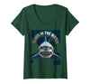 Mademark Women's Blood in the Water Shark Women Design V-Neck T-Shirt - size chart