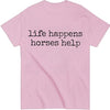 Nusyouc Life Happens Horses Help Equestrian T-Shirt Vintage Horse Lover T Shirt Tops - size chart