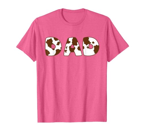 Cow Print For Family Matching Outfits DAD Cow Brown White Animal Print, Cow Pattern Farmer DAD T-Shirt - size chart