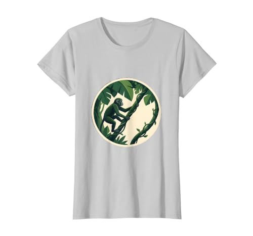 Mademark Monkey Hanging From Jungle Vine Illustration T-Shirt - Women - size chart