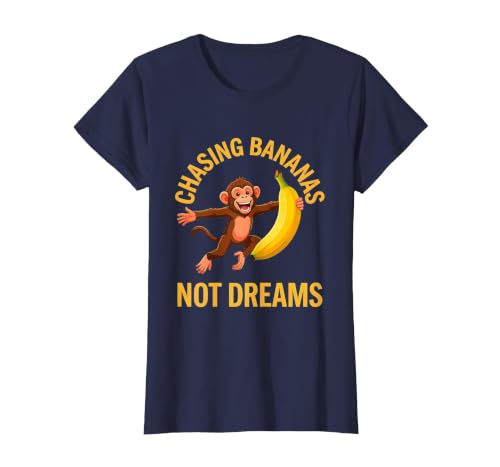 Mademark Chasing Bananas Not Dreams Funny Monkey Design T-Shirt - Women - size chart