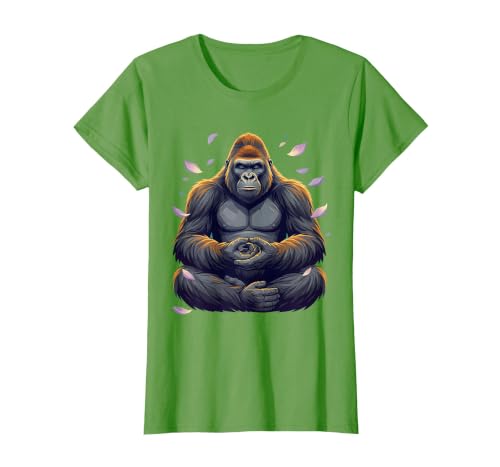 Mademark Meditating Gorilla Zen Monkey Graphic Design T-Shirt - Women - size chart