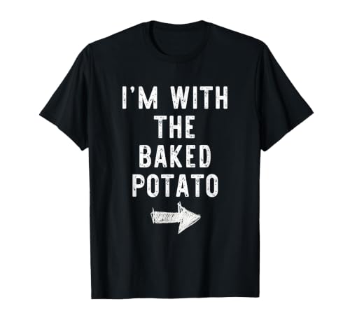 Im With The Baked Potato Halloween Costume I’m with The Baked Potato Funny Halloween Couple Costume T-Shirt - size chart