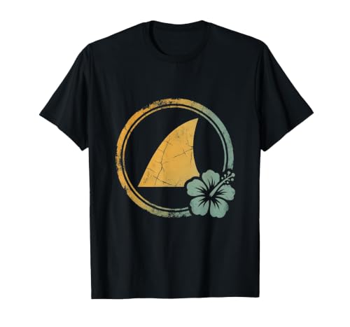 Mademark Hawaiian Shark Fin Turquoise Ocean Waves Design T-Shirt - size chart