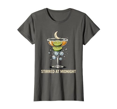 Mademark Stirred At Midnight Witch Halloween Cocktail Margarita Lover T-Shirt - size chart