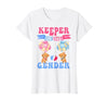 Funny Bear Blue Pink Gender Reveal Men Women Keeper of The Gender Reveal Cute Bear Balloons Pink Or Blue T-Shirt - size chart