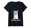 Llama Life Apparel Women's No Prob-Llama No Problem Cute Funny Cool Llama Alpaca V-Neck T-Shirt - size chart