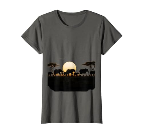 Mademark Elephant Herd Crossing Dusty Savanna Plains T-Shirt - Women - size chart