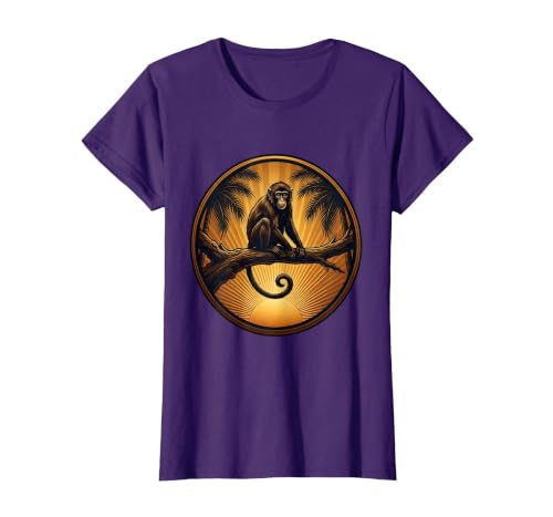 Mademark Monkey Silhouette Tropical Sunset Graphic T-Shirt - Women - size chart