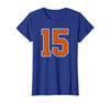 Number 15 Jersey Player Uniform #15 Gifts Burnt Orange White Number 15 Jersey Player Uniform #15 T-Shirt - size chart