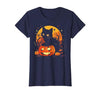 Black Cat Halloween Pumpkin Gifts Retro Black Cat Halloween Pumpkin Costume for Women Men Kids T-Shirt - size chart