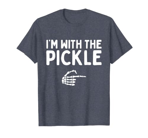 Funny Halloween Costume Holiday Party Gift I'm with The Pickle Funny Halloween Costume Matching Couples T-Shirt - size chart