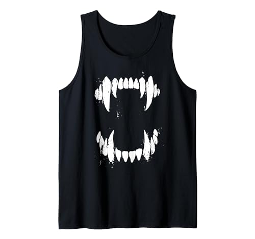 Pop Cult Tees Halloween Horror Wolf Dog Vampire Monster Teeth Costume Tank Top - size chart