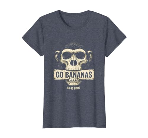 Mademark Go Bananas or Go Home Funny Monkey Design T-Shirt - Women - size chart