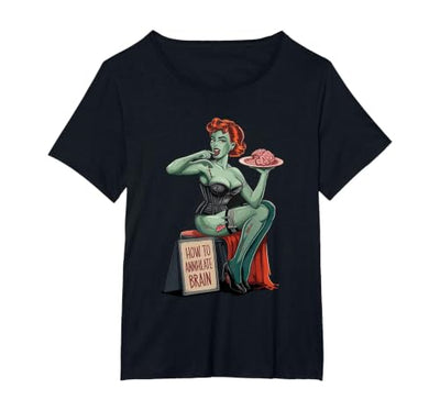 Pinup Halloween Costume Men Women Tees Gifts Retro Zombie Pin Up Girl Burlesque Vintage Horror Halloween T-Shirt