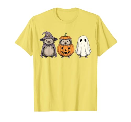 Funny Retro Hedgehog Halloween Witch Spooky Ghost Hedgehog Lover Pumpkin Halloween T-Shirt - size chart