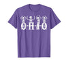 Funny O-H-I-O State Skeleton Halloween Funny O-H-I-O State Skeleton Ohio Halloween Vintage Vibe Fun T-Shirt - size chart