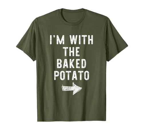 Im With The Baked Potato Halloween Costume I’m with The Baked Potato Funny Halloween Couple Costume T-Shirt - size chart