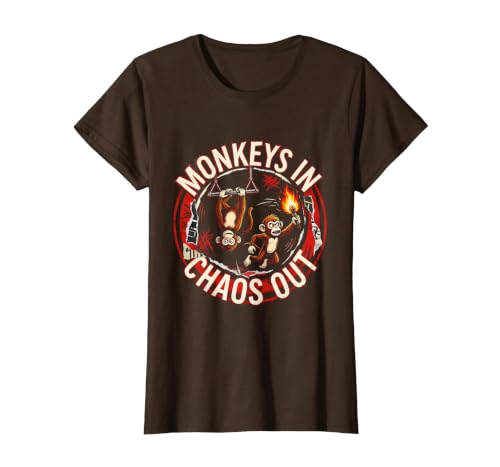 Mademark Monkeys In. Chaos Out. Punk Metal Circus Design T-Shirt - Women - size chart