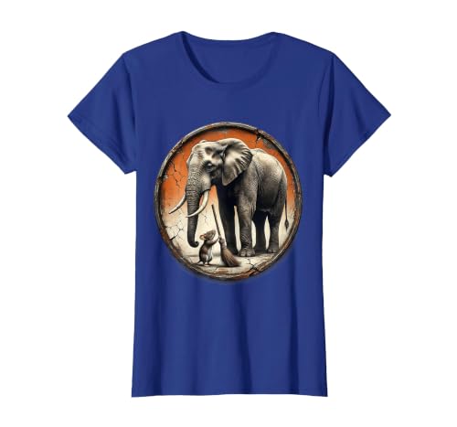Mademark Mouse Hands Elephant a Tiny Broom Funny Animal Art T-Shirt - Women - size chart