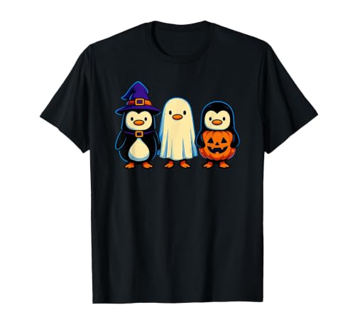 Nerrrdy Penguin Witch Ghost Pumpkin Men Women Kids Funny Halloween T-Shirt - size chart