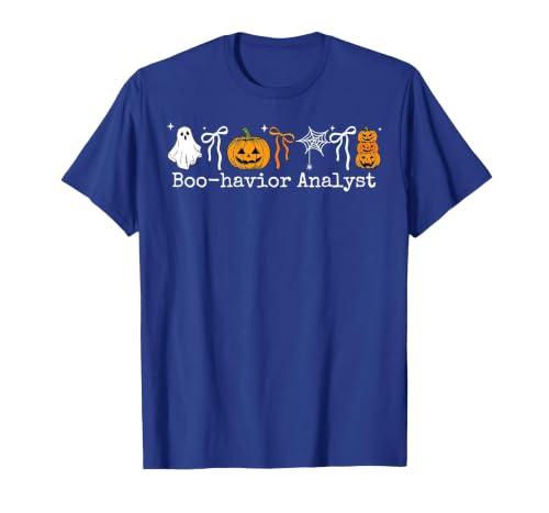 Behavior Analyst Halloween ABA Ghost Boo-havior Boo-Havior Analyst Pumpkin Ghost ABA Therapist Halloween T-Shirt - size chart