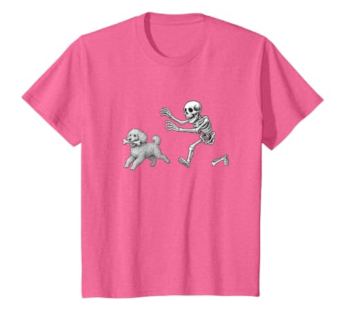 Funny Halloween Dog Lovers Gift Tees Skeleton Dogs Funny Skeleton Chasing Goldendoodle Dog Halloween Dogs Lover T-Shirt -