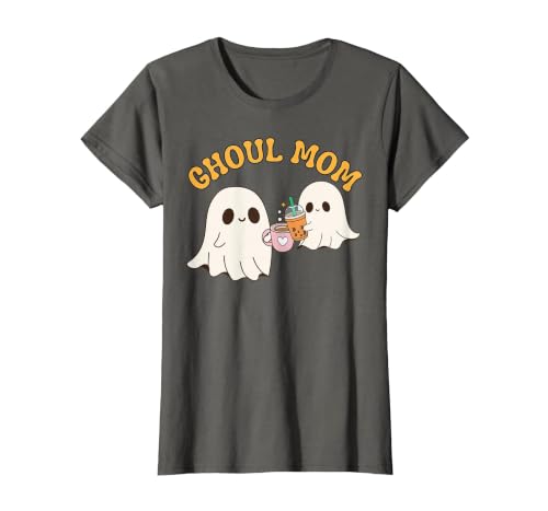 Ghoul Mom Cute Halloween Mother Ghost Mommy Trick Treating T-Shirt - size chart