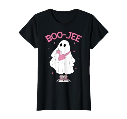 Spooky Season Ghost Halloween Boujee Boo-Jee Boo-JEE Spooky Season Ghost Pink Halloween Pumpkin Boujee T-Shirt - size chart