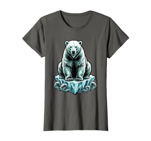 Mademark Polar Bear Lone Ice Floe Arctic Drift Illustration T-Shirt - size chart