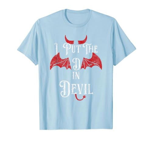 I Put the D in Devil Tees I Put the D in Devil Funny Halloween Matching Couple T-Shirt - size chart