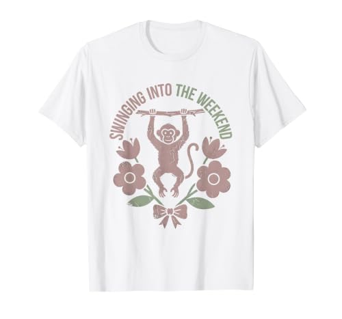 Mademark Swinging Into the Weekend Monkey Design T-Shirt - Men - size chart