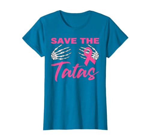 Amb Breast Cancer Awareness Month Warrior Survivor Save The Tatas Breast Cancer Pink Ribbon Skeleton Halloween T-Shirt -