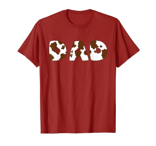 Cow Print For Family Matching Outfits DAD Cow Brown White Animal Print, Cow Pattern Farmer DAD T-Shirt - size chart