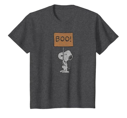 Peanuts Halloween Snoopy Boo Sign T-Shirt - size chart