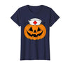 Halloween Tees for Women Men Kids Funny Pumpkin Nurse Scary Halloween Costume RN CNA ICU Women T-Shirt - size chart