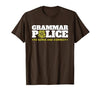 Easy Halloween Costume Top Shop Grammar Police Officer Funny Badge Halloween Costume T-Shirt - size chart