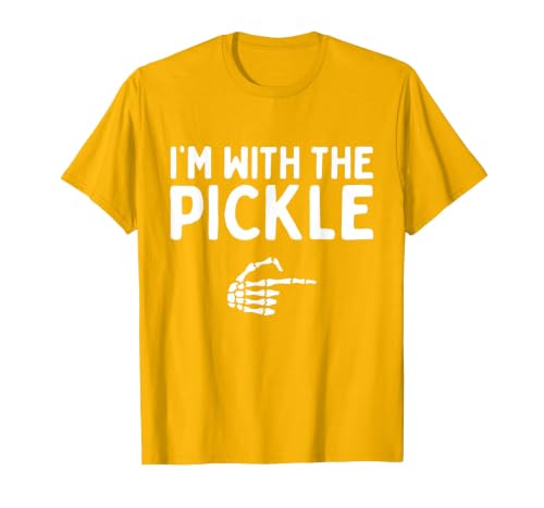 Funny Halloween Costume Holiday Party Gift I'm with The Pickle Funny Halloween Costume Matching Couples T-Shirt - size chart