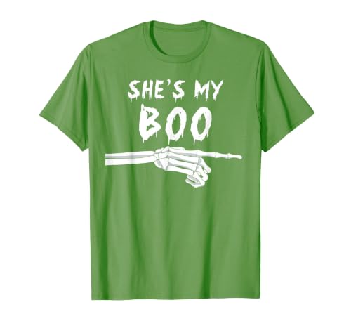 Miftees Matching Halloween Tees She's My Boo Matching Halloween Costume She's My Boo T-Shirt - size chart