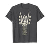 Rock and Wear Gifts Men Women Kids Skeleton Guitar Hand Rock On Guitarist Rock Band Music T-Shirt - size chart